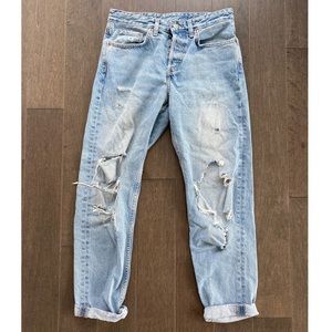 H&M ripped boyfriend jeans